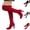 Red, variant on Knee High Boots Women Fall Winter Faux Suede Wide Calf Wedge Thigh High Boots Stretch Trendy Tall Above the Knee Chunky Heels (Black)