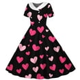 thumbnail image 5 of Girls' Valentine's Day Dress Printed Peter Pan Collar Retro Dress Short Sleeve Cute Dance Dress for Romantic Celebrations (5-14 Years), 5 of 6
