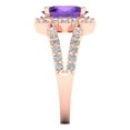 thumbnail image 3 of Clara Pucci 14K Rose Gold Solid Gold Amethyst Solitaire with Accents Anniversary Ring for Women - 2.6 cttw Oval Cut, 3 of 7