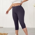 thumbnail image 5 of MLQIDK Pedal Pushers for Women Yoga Capri Pants Dressy Casual Knee Length Elastic Waist Ladies Leggings Trendy Summer Yoga Capri Pants with Pockets Dark Purple 3XL, 5 of 6
