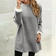 thumbnail image 2 of Arlun Fall Winter Lined Warm Sweatshirts For Women Casual Solid Color Raglan Long Sleeve Crewneck Pullover Tops Soft Comfy Outside Wear Hoodless Outfits Grey M, 2 of 8