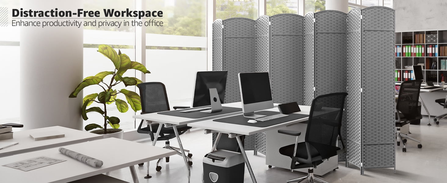 Sorbus 6ft Tall Room Divider Privacy Screen - Extra Wide Folding Partition, Light Gray