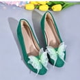 thumbnail image 5 of Women Suede Ballet Flats, Round Toe 3D Mesh Butterfly Pearl Decor Slip On Flat Shoes, Cute Casual Dress Shoes for Wedding, 5 of 8