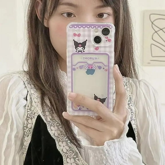 Sanrio Hello kitty kuromi melody cinnamoroll Card Pocket Phone Case For iphone 11 12 13 14 15 Pro Max mini X Xs Xr 7 8 Plus SE