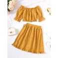 thumbnail image 4 of Mikrdoo Toddler Girls Outfits Wave Point 2 Years Baby Girls Pagoda Sleeve Tops Elastic 3 Years Girls Skirts 2Pcs Clothes Set Yellow, 4 of 8