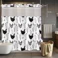 thumbnail image 5 of No Hook Shower Curtains with Snap-in Liner Set, Rooster Farmhouse Black Waterproof Hotel Style Bathroom Shower Curtain, Farm Animals Simple Art Modern Breathable Mesh Top Bath Curtains 66''x72'', 5 of 9