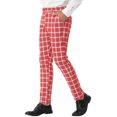thumbnail image 4 of INSPIRE CHIC Men's Plaid Dress Pants Slim Fit Business Checked Trousers 38 Red, 4 of 6