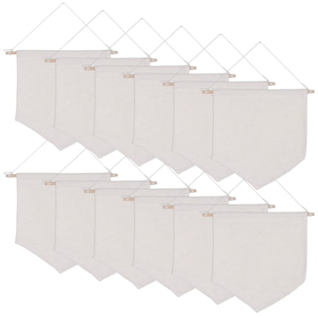 12 Pcs Blank Canvas Banners, 10.8 x 11.8 in Wall Display Banner, DIY Hanging Flags for Enamel Pin Display, Beige Flags for Room Decor
