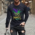 thumbnail image 1 of TIMIFIS Chemises à Manches Longues pour Hommes Mardi Gras Mode Décontractée Carnaval Imprimé Col Rond T-Shirt Léger Pull Tops de Fête, 1 of 5