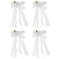 thumbnail image 6 of 4pcs White Wedding Ribbon Bows with Artificial Flowers for Car Handles, Mirrors, Chair Backs - Elegant Car Wedding Decorations, 6 of 10