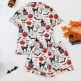 thumbnail image 5 of Yuncity Women Halloween Sleepwear Printed Collar Short Sleeve Pajama Short Pants Stylish Cute Pajama Sets Beige Xl, 5 of 9