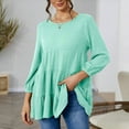 thumbnail image 2 of MIUOWANP Sweatshirt for Women Womens Fashion Casual U-Neck Solid Puff Sleeve Long Sleeve Tops Mint Green XL, 2 of 5