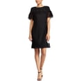 thumbnail image 1 of Vestido recto American Living de cóctel con mangas onduladas para mujer negro 4, 1 of 1