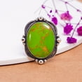 thumbnail image 3 of Copper Green Turquoise 925 Sterling Silver Ring, Adjustable Ring, Silver Jewelry Ring, Green Ring, Oval Ring, Dainty Ring, Handmade Ring, Gemstone Rin, 3 of 4