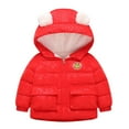 thumbnail image 3 of CSChome Baby Kids Boys Girls Winter Warm Jacket Ears Hooded Puffer Cotton Coats Toddler Fleece Lined Cotton Outerwear Tops for 1-8 Years Old, 3 of 6