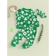 thumbnail image 3 of Arvbitana Toddler Baby Girls Pants Set Clover Print Long Sleeve Sweatshirt + Long Pants + Shamrock Headband 3Pcs Outfits Infant Casual Holiday Clothes 3 Months-3 Years, 3 of 9