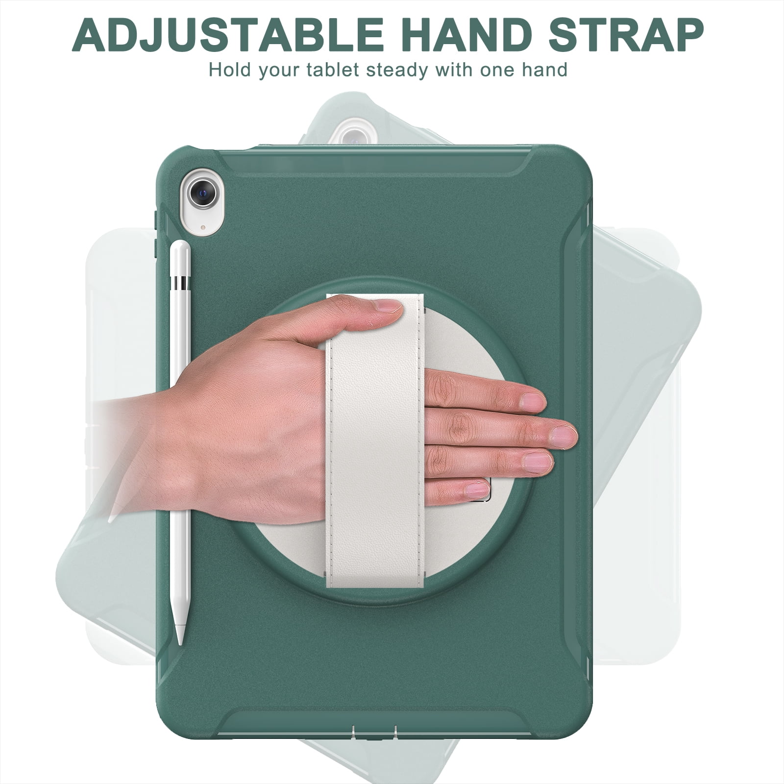 Allytechgroup Case for Apple iPad 11th Gen 11" 2025/ iPad 10th Gen 10.9" 2022, Build-in Pencil Holder Rotaing Stand Heavy Duty Shockproof Kids Friendly Hand Strap Tablet Cover for iPad 11/ iPad 10