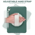 thumbnail image 3 of ELEHOLD for iPad 10th Gen 10.9" 2022 Rugged Case Three-Layer Protection with 360° Rotating Kickstand Adjustable Handstrap Pencil Holder Shockproof Case For iPad 10.9" 2022,Emeraldgreen, 3 of 8