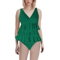 thumbnail image 1 of Duoif Maillot de Bain une Pièce Femme, Maillot de Bain Femme à Volants Couvrant Intégralement Robe de Bain Rétro Maillot de Bain Contrôle du Ventre pour Femmes Vert G, 1 of 4
