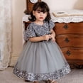 thumbnail image 4 of JIAYUE Girls Dresses Ball Gown Short Sleeve Crew Neck Sparkling Fairy For Toddlers Glitter Bowknot Floral Party Stylish Infant Kids Dress, 4 of 9