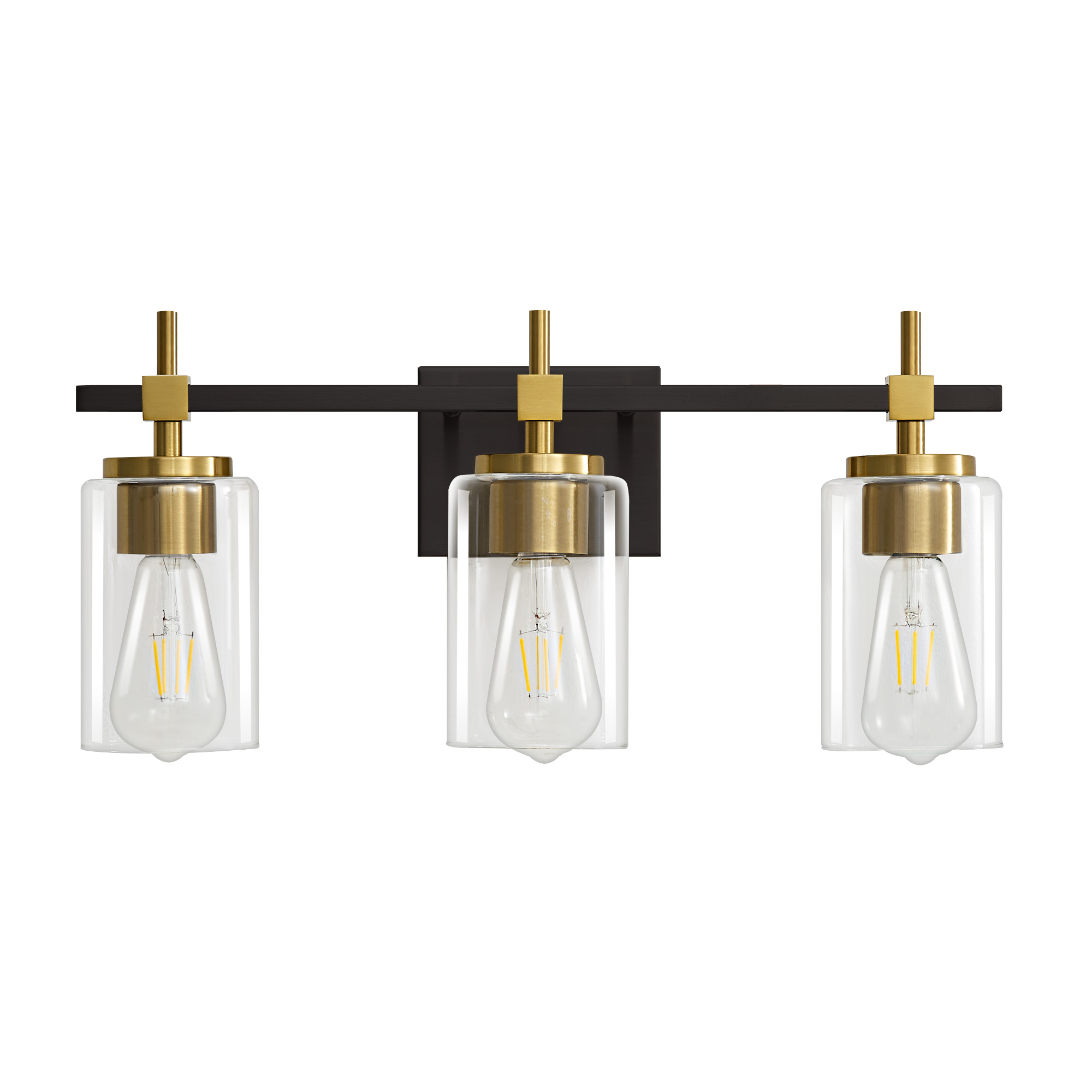 Deyidn 3-Light Black Gold Modern Vanity Light, 20-inch Luxury Mirror Lamp for Bathrooms and Bedroom