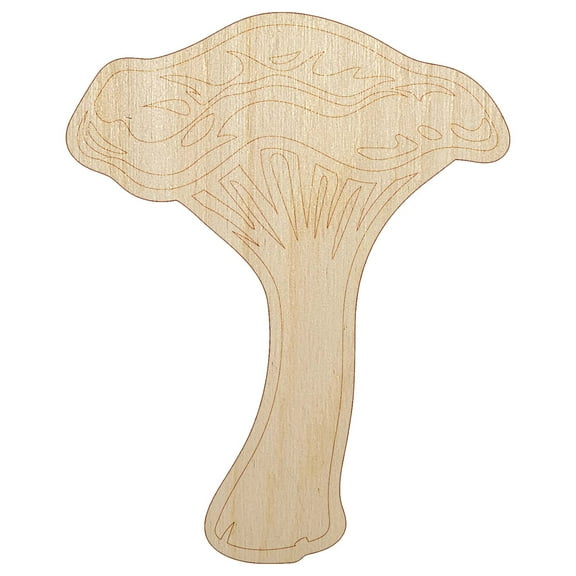 Chanterelle Mushroom Fungus Fungi Wood Shape Unfinished Piece Cutout Craft DIY Projects - 4.70 Inch Size - 1/8 Inch Thick