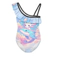 thumbnail image 4 of Uorisanigo Cute Axolotl and Whale One Piece Bathing Suits for Girls Quick Dry Sport Halter Swimwear Size 11-12 Ruffle Beach Swimming Suit, 4 of 7