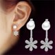 thumbnail image 1 of Ladies Highlight Temperament Flower Back Hanging Pearl Earrings Women's Jewelry, 1 of 6