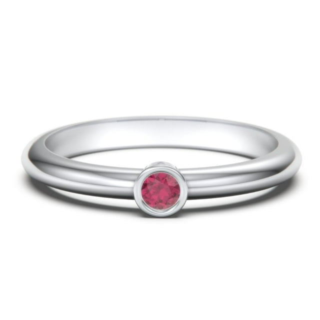 Classic Bezel Set Birthstone Ring - Ruby (July)