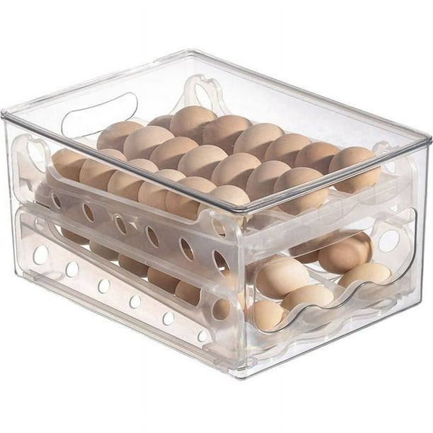 Caja de almacenamiento de huevos deslizante, contenedor para huevos, cajón para refrigerador, caja apilable para huevos, organizador para refrigerador de cocina