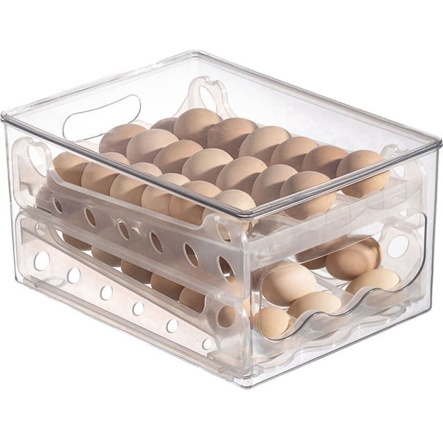 Caja de almacenamiento de huevos deslizante, contenedor para huevos, cajón para refrigerador, caja apilable para huevos, organizador para refrigerador de cocina