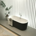 thumbnail image 2 of YYAo Soaking Tub, Shower Bathtub,67" Acrylic Freestanding Bathtub, Unique Pleated Design, Glossy Black, Chrome Overflow and Pop-Up Drain, 2 of 7