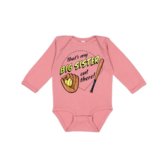 Inktastic That's My Big Sister out There Softball Boys or Girls Long Sleeve Baby Bodysuit