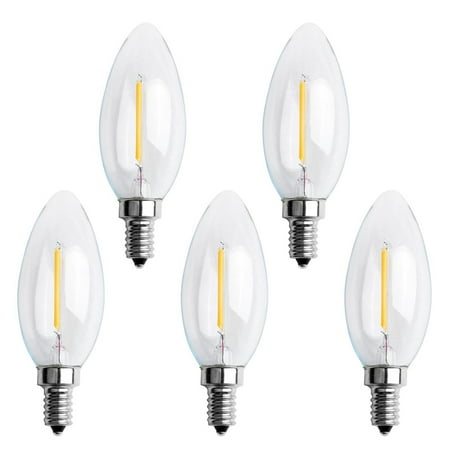 

5X Dimmable E12 2W COB Candle Filament LED Light Bulb Lamp 10 x 3.5cm