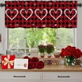 thumbnail image 4 of Hearth Valances for Windows, Buffalo Plaid Kitchen Curtains Valances, Romantic Heart Rod Pocket Window Valances for Living Room, 54" W x 18" L, 1 Panel, 4 of 5