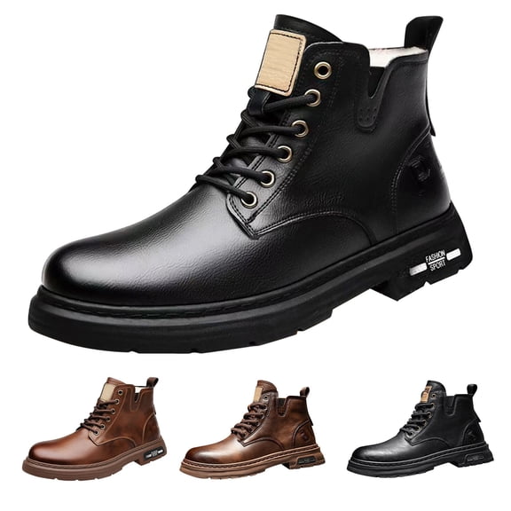 AUDeals Mens Leather High Top Combat Boots Water Resistant Lace Up Hiking Chukka Boots (Bronze, 9)
