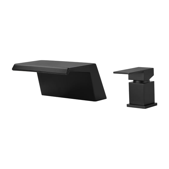 Cobbe Single Handle 2-Hole Mount Bathroom Sink Faucet with Wide Waterfall Spout Matte Black