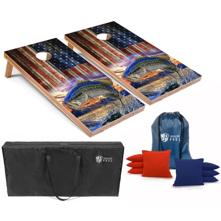 Tailgating Pros Cornhole Board Set w/Bean Bags and Carrying Case - 4'x2' Corn Hole Toss - Tournament and Lightweight Options - Optional LED Lights