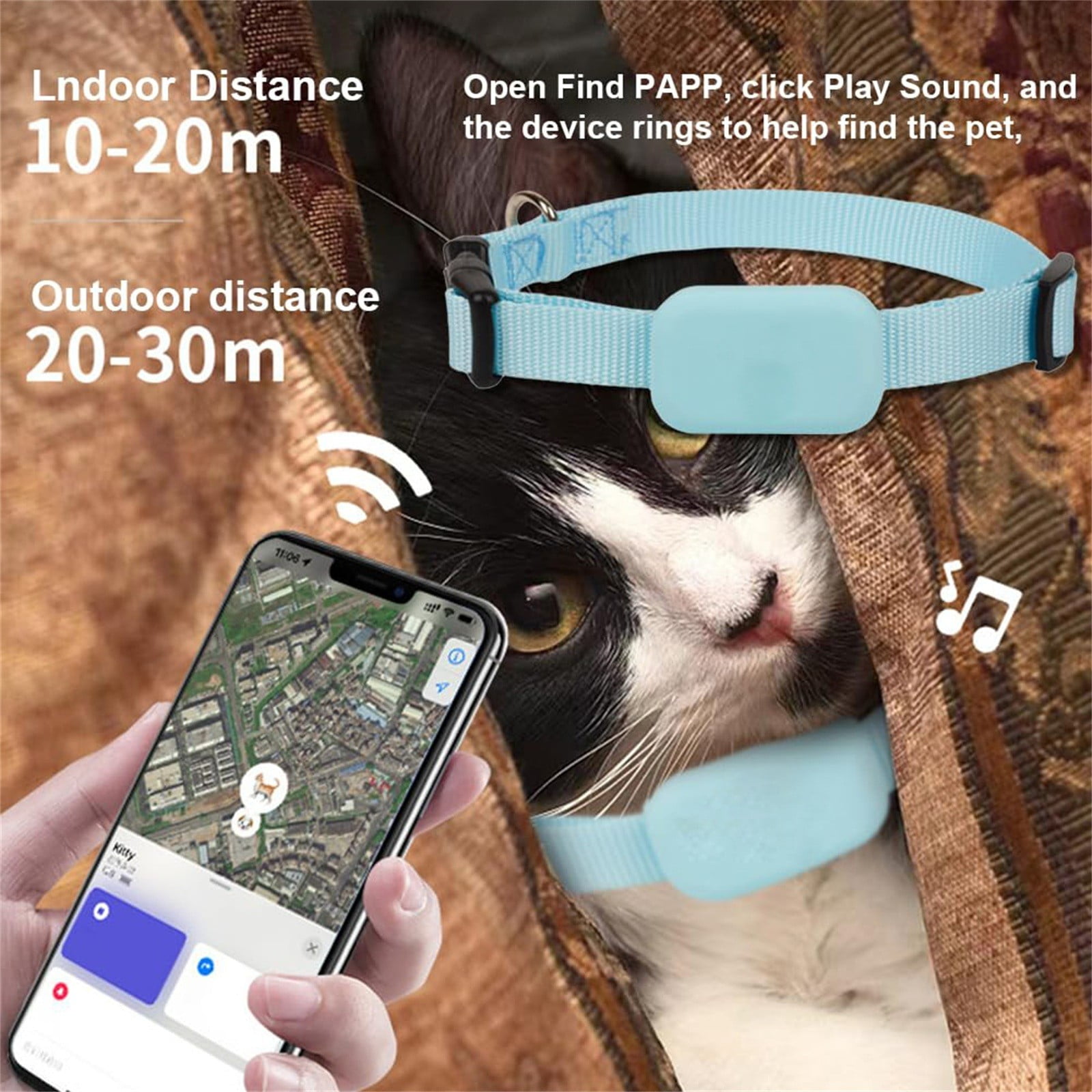 Pet Tracker for Dogs and Cats Tracking Collar for Cats Durable Adjustable Dog Collar Tracker Real Time Location Anti Loss for Pet Monitoring Pink Compatible with Ios 1 Pack