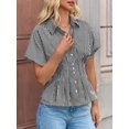 thumbnail image 4 of Blusa Tankaneo de manga corta con botones en forma de peplum a rayas para mujer, 4 of 6
