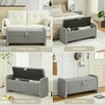 thumbnail image 6 of 44'' Corduroy Storage Ottoman , Upholstered End of Bed Storage  with Safety Hinge, Linear Bed  for Bedroom, Living Room, Entryway, Grey, 6 of 7