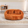 thumbnail image 3 of High Back Bean Bag Chair Couch, Giant Lazy Floor Loveseat Sofa with 2 Pillows&Armrests, Comfort Boucle Stuffed Lounger Chairs  for Kids, Adults, Couple, Orange, 3 of 8