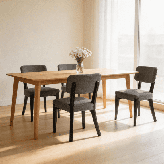 Gearwell Armless Dining Chairs, Set of 2 Grey Modern Side Chairs with Wood Legs, Contemporary Accent Seating for Dining Room, Kitchen, and Living Room
