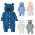 thumbnail image 4 of Odeerbi Newborn Infant Baby Girls Boys Winter Warm Coat Knit Outwear Hooded Jumpsuit, 4 of 4