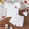thumbnail image 2 of TOWED22 Toddler Girl Clothes Summer Outfit Set Ruffle Sleeve Top and Shorts Soft Stretchy 2 Piece 12M-4T(White,2-3 Y), 2 of 6