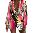 thumbnail image 3 of Femmes Casual Blazer Mid Length Outwear Simple Buste Blouse V Veste de Loisirs Printed Mode Costume Bouton Bas Cardigan Ajusté, 3 of 6