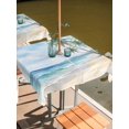 thumbnail image 6 of Summer Beach Palm Tree Outdoor Tablecloth with Umbrella Hole, Blue Coastal Tropical Ocean Spillproof Waterproof Outdoor Table Cover, Patio Tablecloths for Party/Garden/Picnic, Square 54"x54", 6 of 9