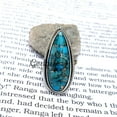 thumbnail image 2 of Exquisite Blue Copper Turquoise Ring â€“ Long Pear Full Finger Statement Ring, 2 of 10