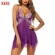 thumbnail image 1 of Camisón de perspectiva de vestido de ropa de dormir de encaje floral sexy para mujer, púrpura, XXXL AweSitey XX000215-30, 1 of 7
