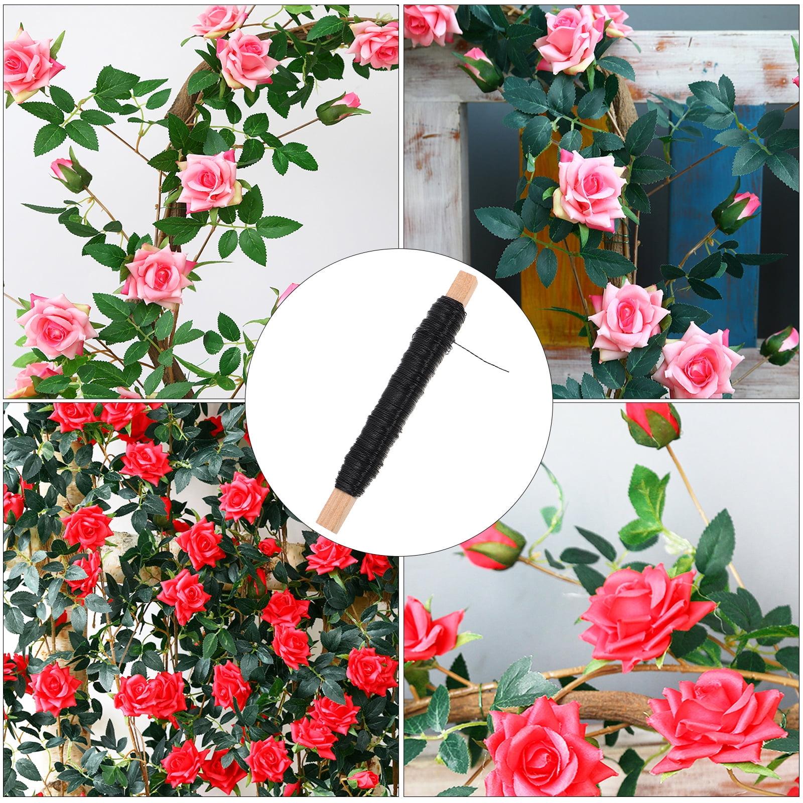Masteelf 4 Rolls Floral Wire Stems for Flower Arrangements, Florist Wire, Versatile Iron Wire Stems for Crafting and Fixing